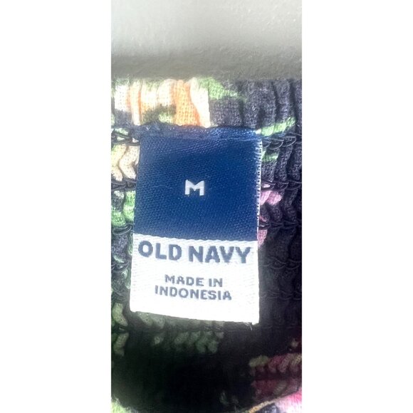 Old Navy Womens Navy Blue Floral Fit & Flare Linen Blend Midi Dress Size Medium - Picture 7 of 14